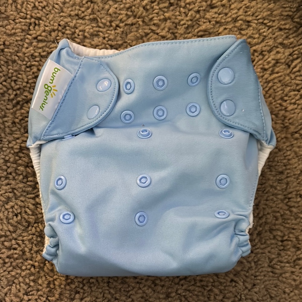13 BumGenius Pocket Insert Blue Diaper Cover with Adjustable Snaps
